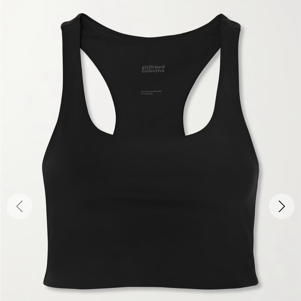 Girlfriend Collective Longline Paloma Stretch Sports Bra in Black